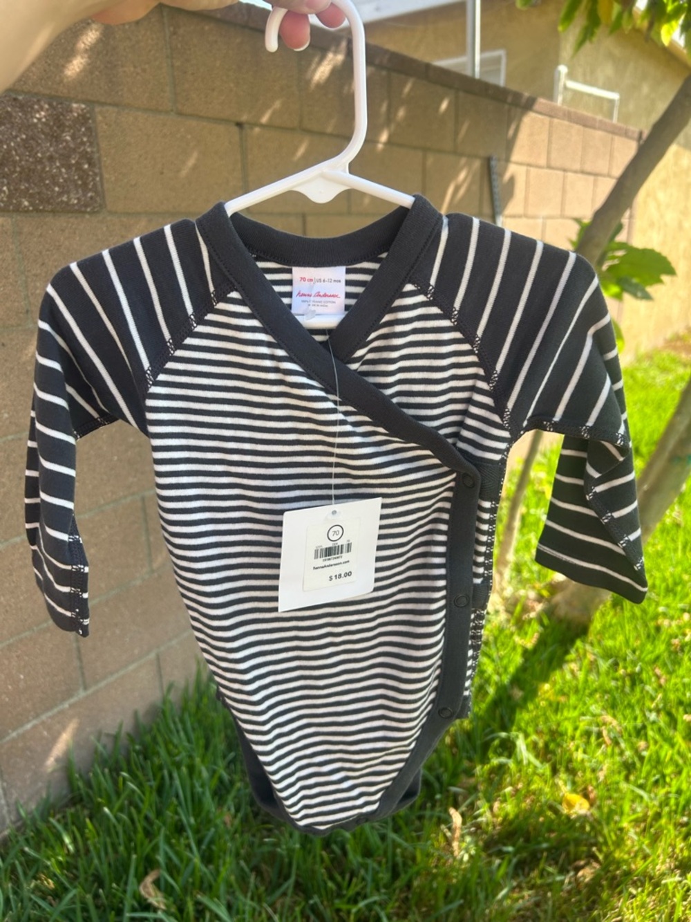 Hanna Andersson Black & White Striped Long-Sleeve Swim Rashguard
